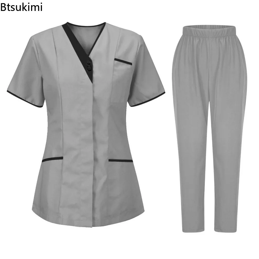 novos-conjuntos-de-enfermagem-2026-camiseta-feminina-de-verao-com-decote-v-e-botoes-uniforme-de-trabalho-para-enfermeiras-camiseta-medica-para-hospital-e-doutores