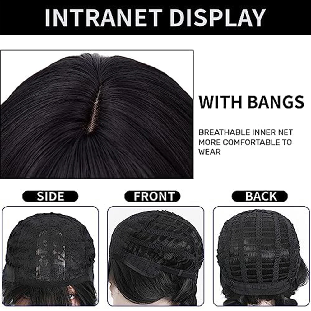 Synthetic Wigs Long Black Wig for Morticia Addams Costume, Cher Costume Halloween Wig for 70s Party Witch Costume Wig for Women