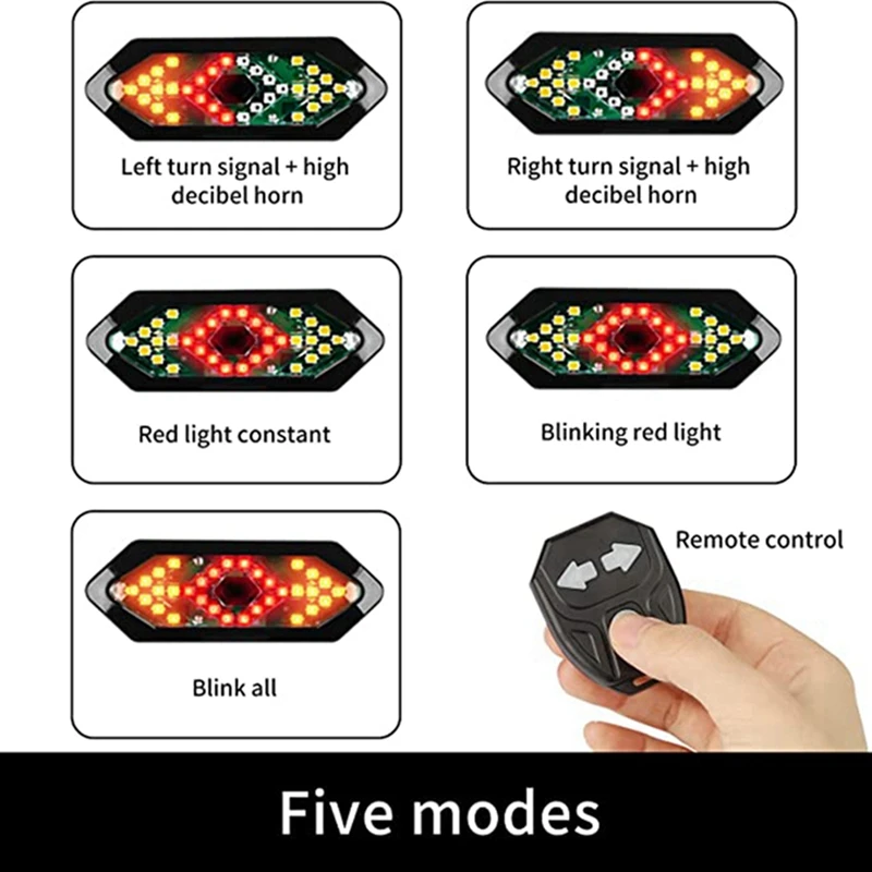 Electric Scooter Turn Signal Remote Control Bike LED Blinker/Tail Light Rechargeable