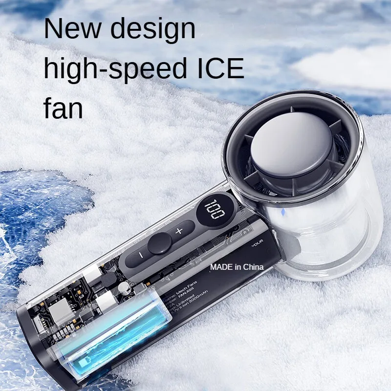 

Вентилятор охлаждения Ice Pack Ручной портативный вентилятор 1-100 скоростей Регулируемый турбо со светодиодным дисплеем Перезаряжаемый персональный вентилятор для охлаждения льда