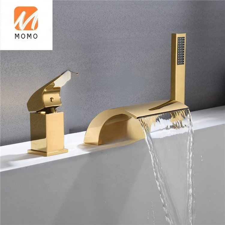 Antique golden luxury bathroom brass bathtub faucet shower faucet with hand shower