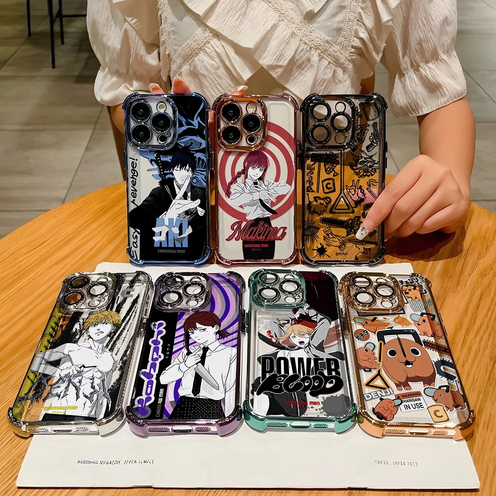 

Chainsaw Man Anime Plating Phone Case For vivo Y31 Y400 V60 Y39 Y29 V40 Y38 Y200i Y28 Y03 Y200 V50 V29e V27 Y78 Y36 Lite Pro 4G