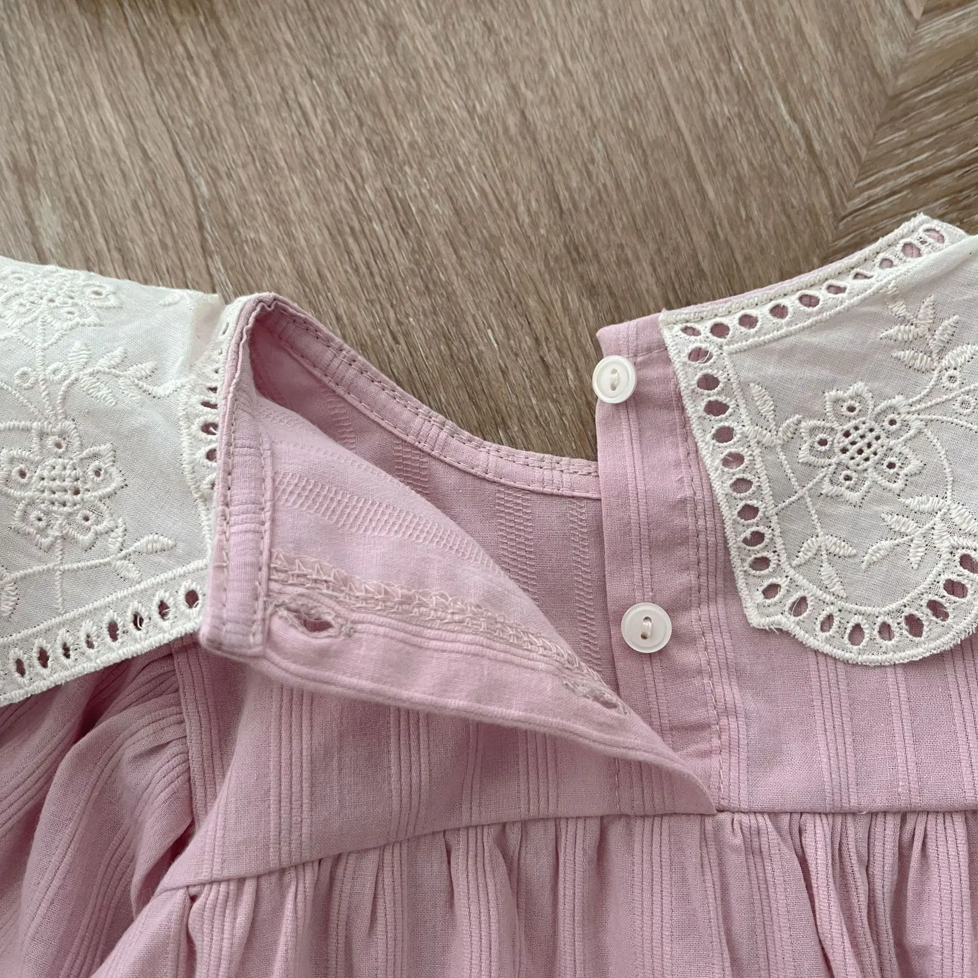 MILANCEl 2025 Spring Baby Girls Clothes 0-18M Infant Lace Large Collar Bodysuit Toddler Long Sleeve One Piece