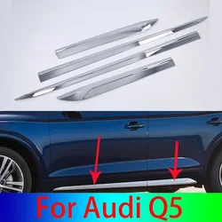 ABS Chrome Side Door Ornamental Strip Styling Accessories 4PCS Carbon Fiber and Bright Silver For Audi Q5 FY 2018 2019