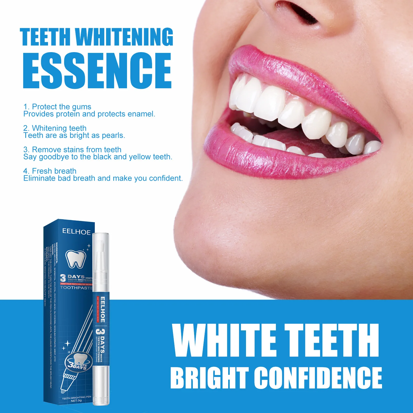 EELHOE Toothpaste Pen Teeth Whitening Gel Tooth Stain Remover Smoke Stain Whitening Gum Repair Oral Cleaning Dental Care Essence