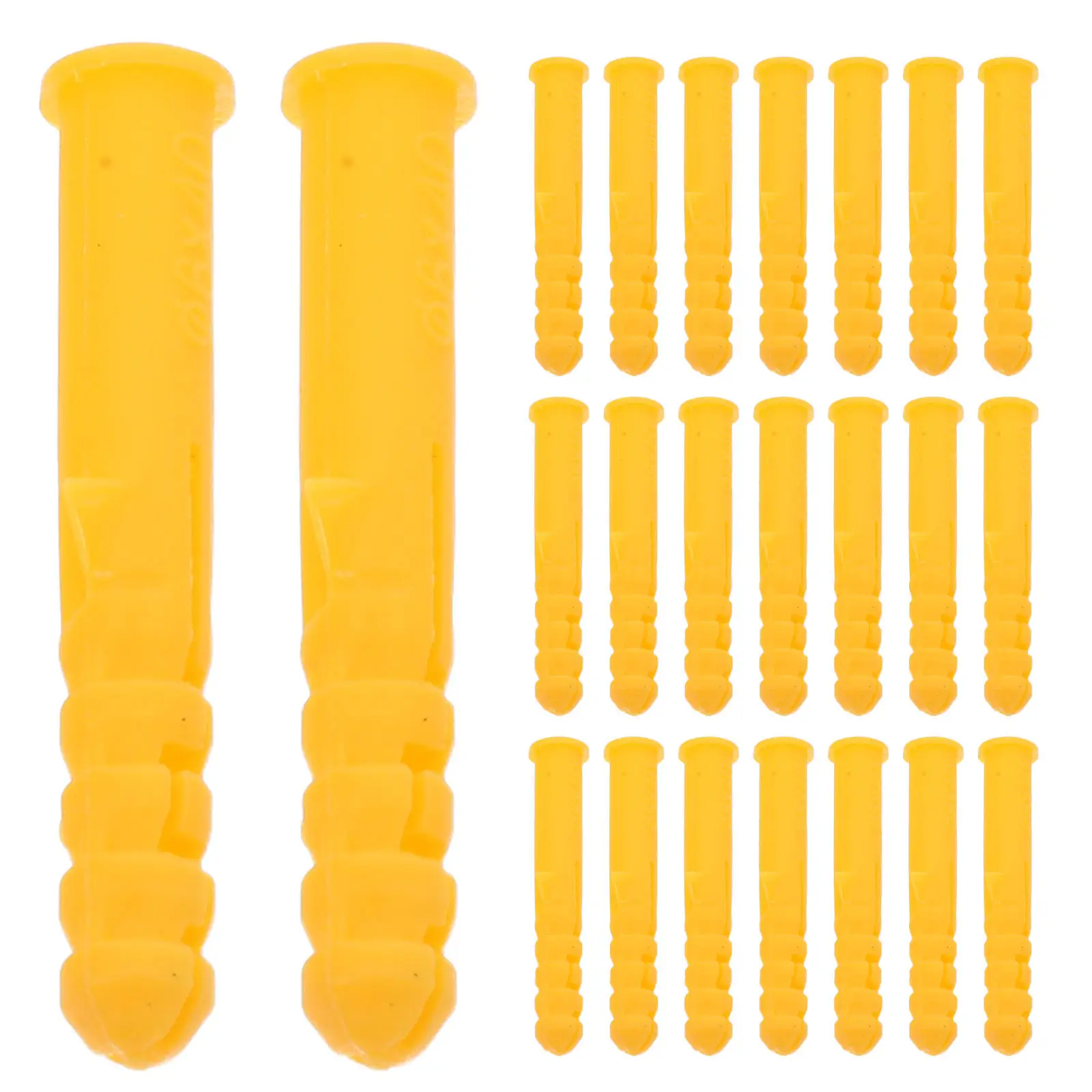 200Pcs Plastic Ribbed Expansion Anchors Yellow Wall Plugs High Toughness Drywall Screws Fixing Self Drilling Anchor