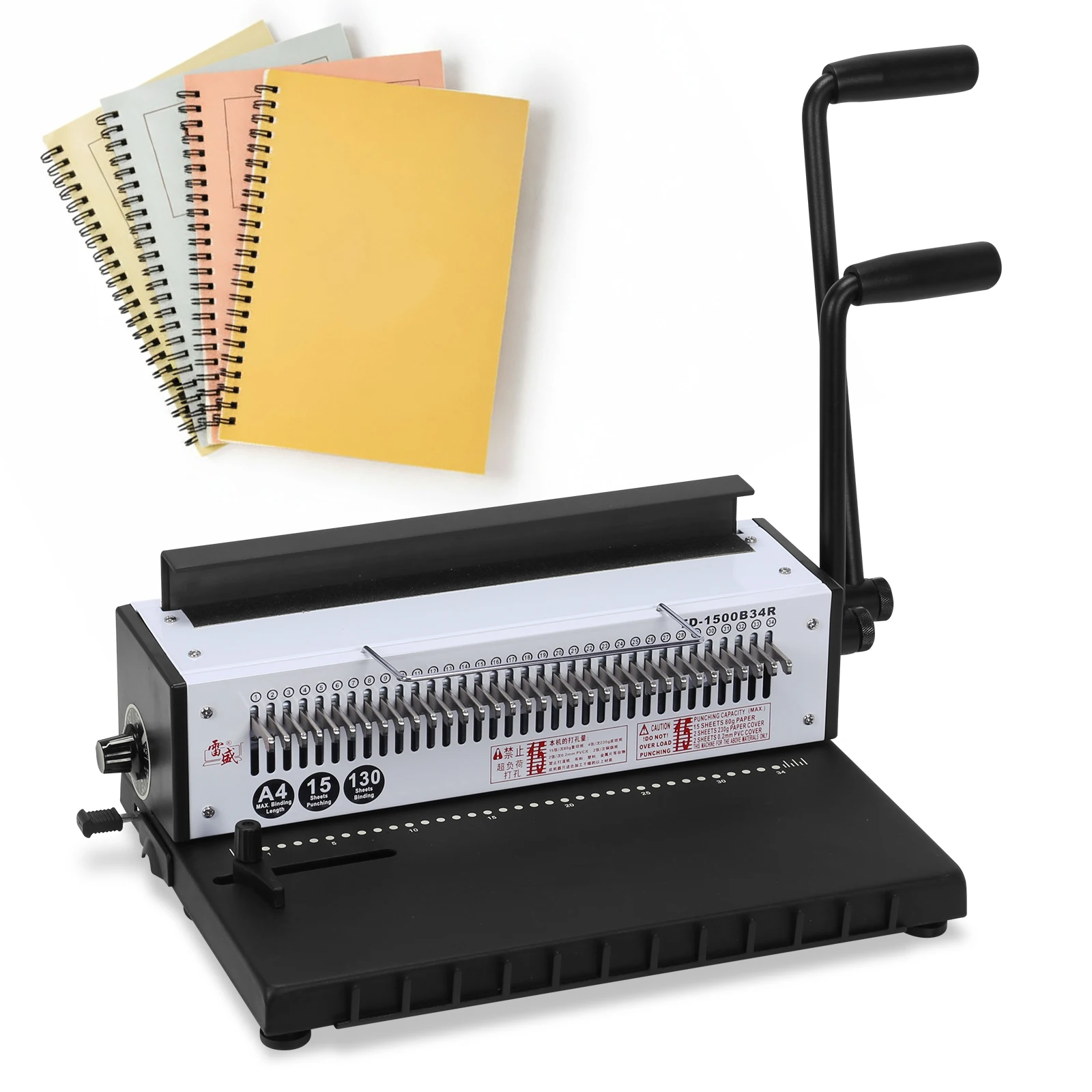 

1500B34R Spiral Wire Binding Machine Punch 15 Sheets/Bind 130 Sheets Modern Commercial Binding Machine for Home & Office
