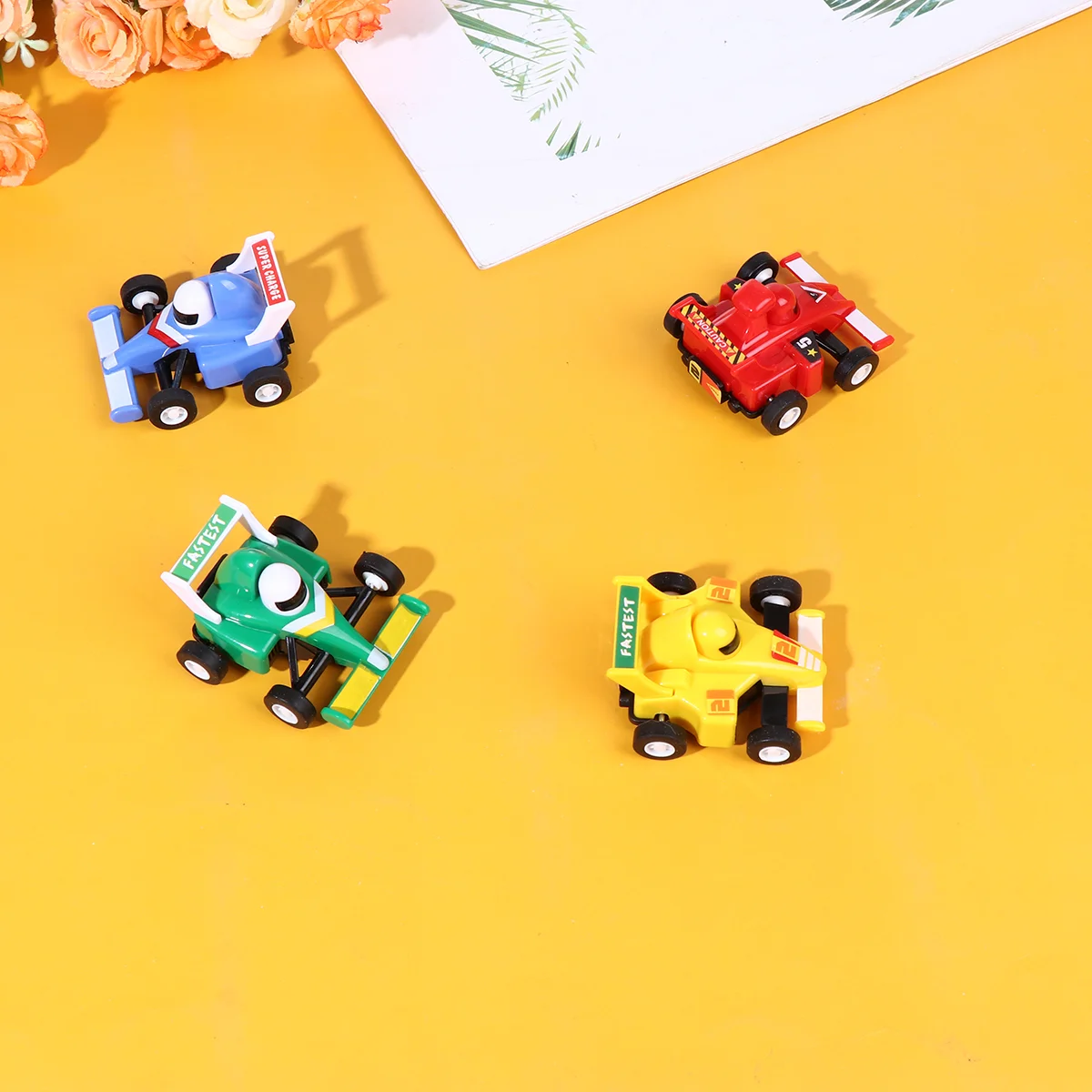 

4pcs Mini Pull Back Toys Racing Car Toy Kart Racing Car Funny Educational Toys for Kids Toddlers (Random Color)