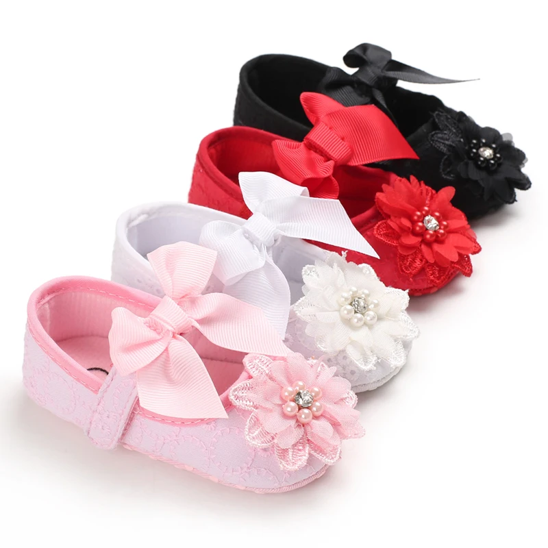 

Spring and Autumn Butterfly Knot Little Flower Soft soled Princess Shoes Learning Walking Shoes