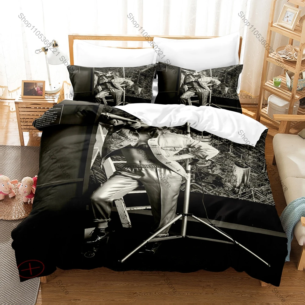 Blanca Suárez Duvet Cover + 2 Pillowcases Spanish Actress Print Soft Bedding Set Stylish Bedroom Decor for Celebrity Fans