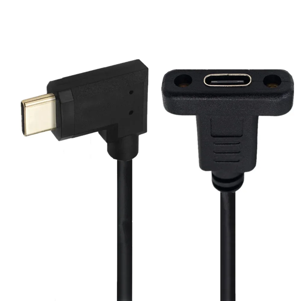 USB نوع C تمديد كابل USB 3.1 كابل فيديو البيانات USB-C ذكر إلى أنثى موسع الحبل موصل مع لوحة المسمار جبل محمية