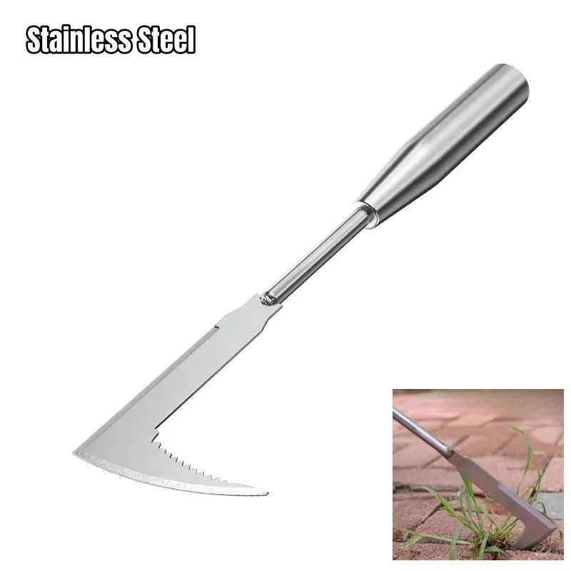 L-Shaped Multi-Purpose Stainless Steel Gap Weeding Tool,Garden Hand Tool, Used for Clearing Weeds in Yards, Terraces, and Lanes