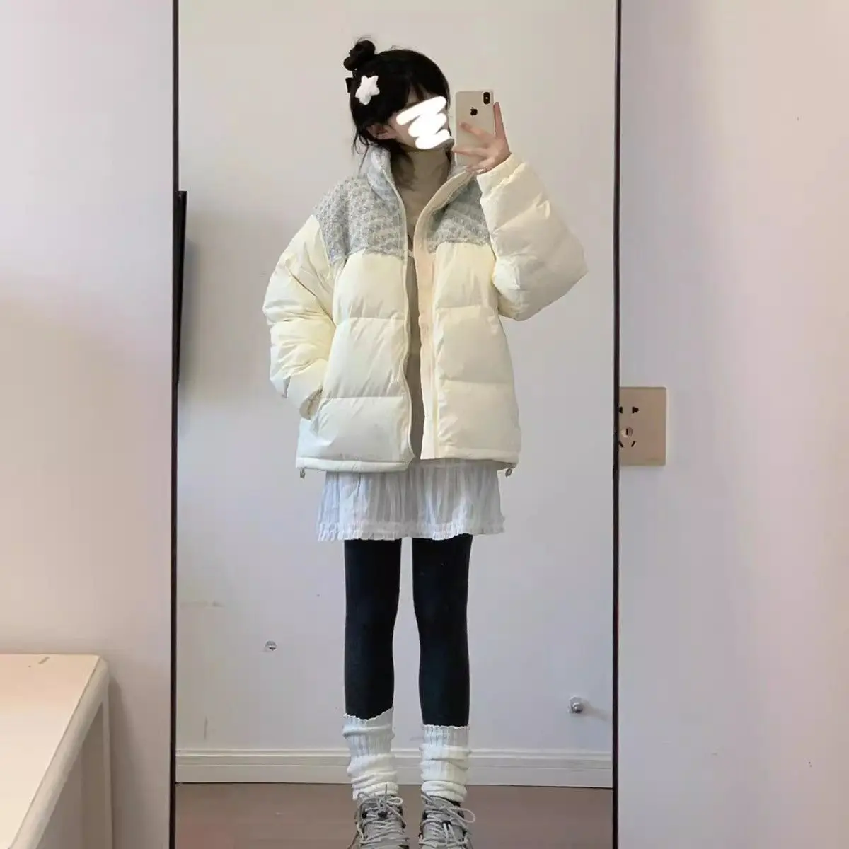 

Parkas Womens Cortos Autumn Linen Layered Pleated Panelled Buttoned Stand-Collar Preppy College School Literary Comfortable 2025