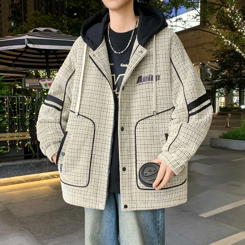 Fashion Streetwear Fleece Thicken Hooded Jackets Winter Warm Plush Coat Outdoor Loose Windproof Velvet Padded Top Parka Clothing