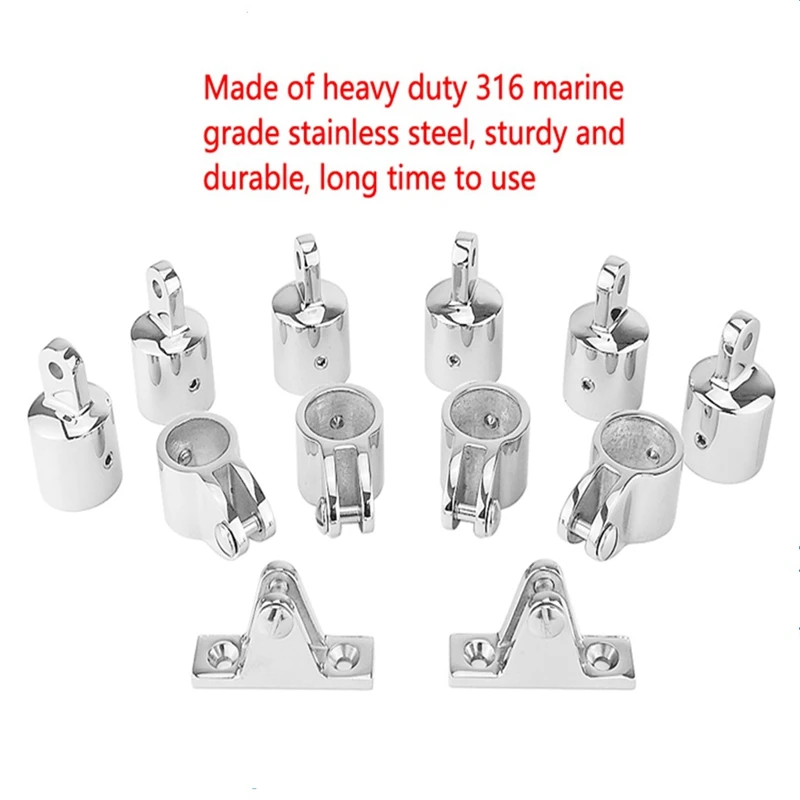 12 Pcs Universal Gable Slip Cap Slip Set Set Yacht Roof Awning Mounting Bracket Accessories For 25.4 Mm