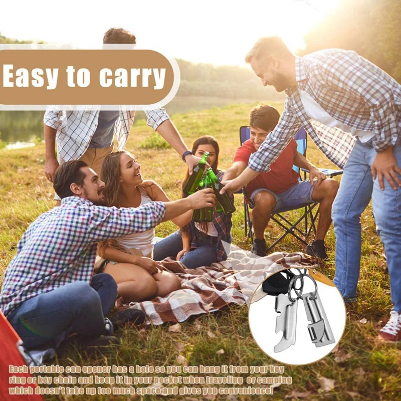 12 Pieces Can Openers Camping Can Openers Portable Can Opener With Key Rings, P-38, P-51 And P-57 Stainless Steel