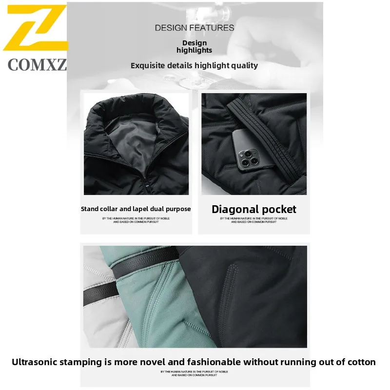 Men Outdoor Casual Vest Autumn American style Quilted Down Waterproof Windproof Thermal Padded Sleeveless Stand Collar Jacket