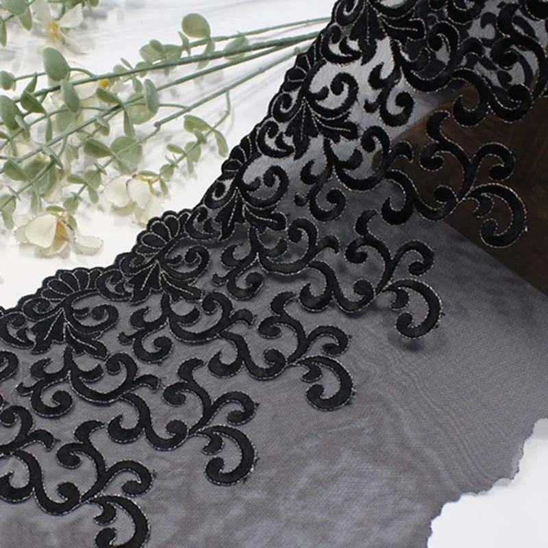 

28Yards Black Mesh Tulle Embroidered Lace Trim Lingerie Sewing Craft DIY Apparel Fabric Wedding Garment Accessory