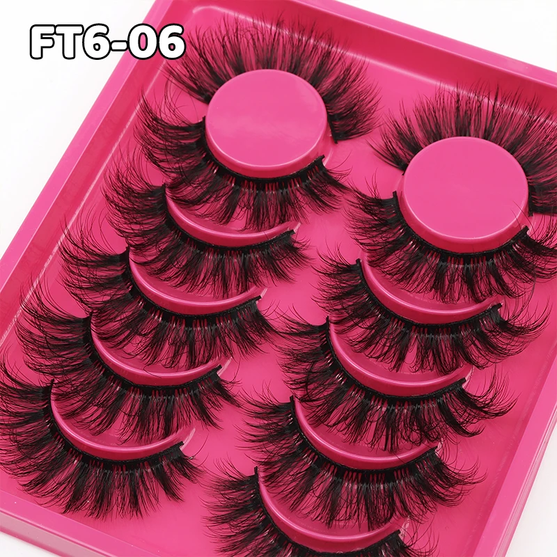 DINGSEN 6 Paar 3D 5D natürliche Wimpern farbige braune Wimpern Volumenwimpern Frau Make-up falsche Wimpernverlängerung – Detail 9
