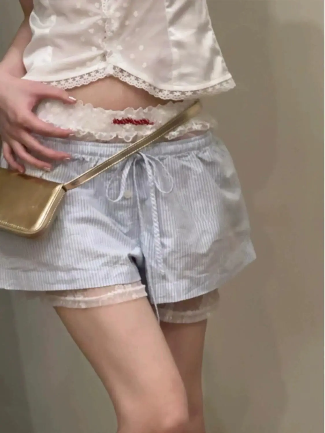 Summer White Lace Embroidered Underwear with Leggings for Slim Fit Look Wearing A Niche Atmosphere Shorts for Women