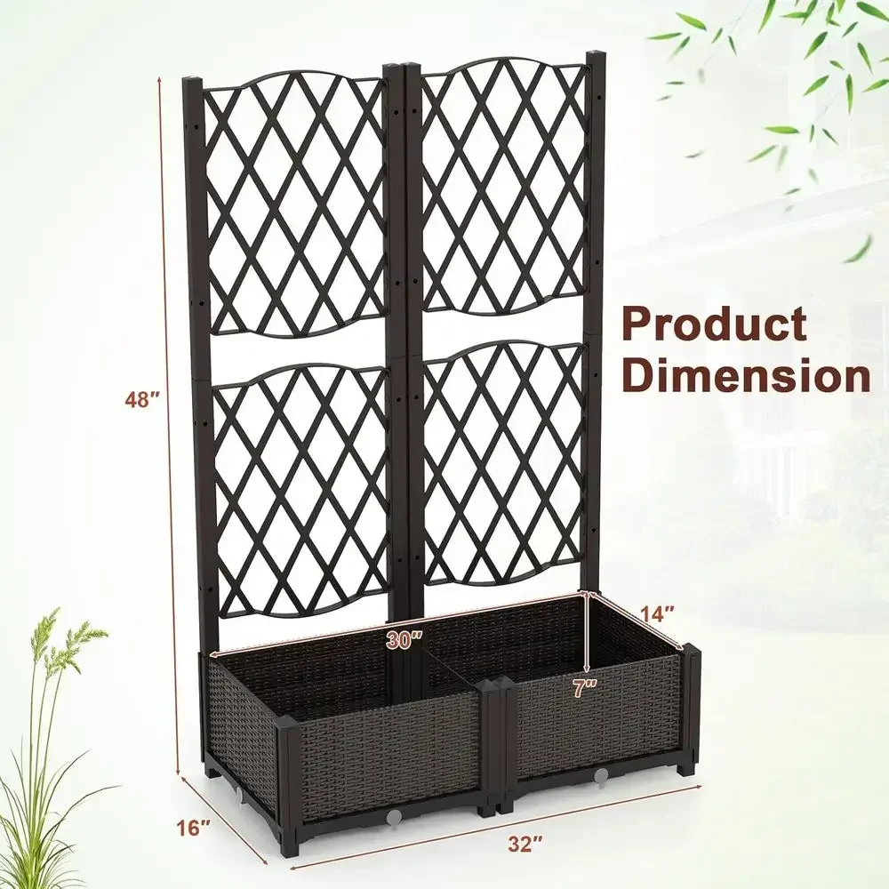 Raised Garden Beds with Trellis, Planter Boxes, and Self-Watering System for Outdoor or Balcony Vegetable and Herb Gardening
