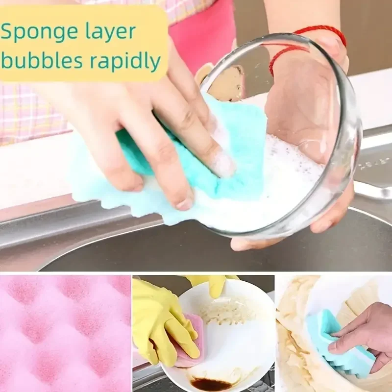 5 Magic Cleaning Sponge Tableware Cleaning Sponge Pulp Cotton Colored Rust Removal Pot Brushes Kitchen Cleaning Tools