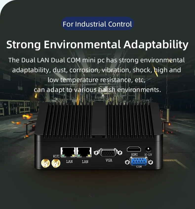 Fanless Industriële Mini PC Intel J1900 Quad Cores 2xGigabit Ethernet 4xUSB WIFI Windows10 Micro Computer