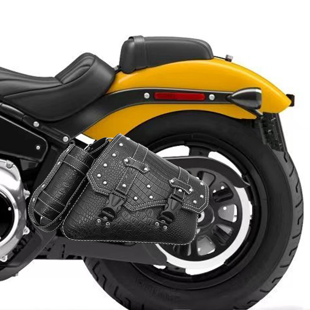 Universal Motorcycle PU Leather Left/Right Side Tool Pouch Bag Luggage Saddle Bag Pouch For Honda/Yamaha/Suzuki