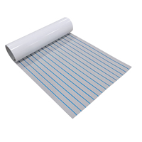 240*90cm Non-slip Flooring EVA Foam Floor Teak Deck Mat Carpet Self-Adhesive for Yacht Boat  Blue  with  Light Grey