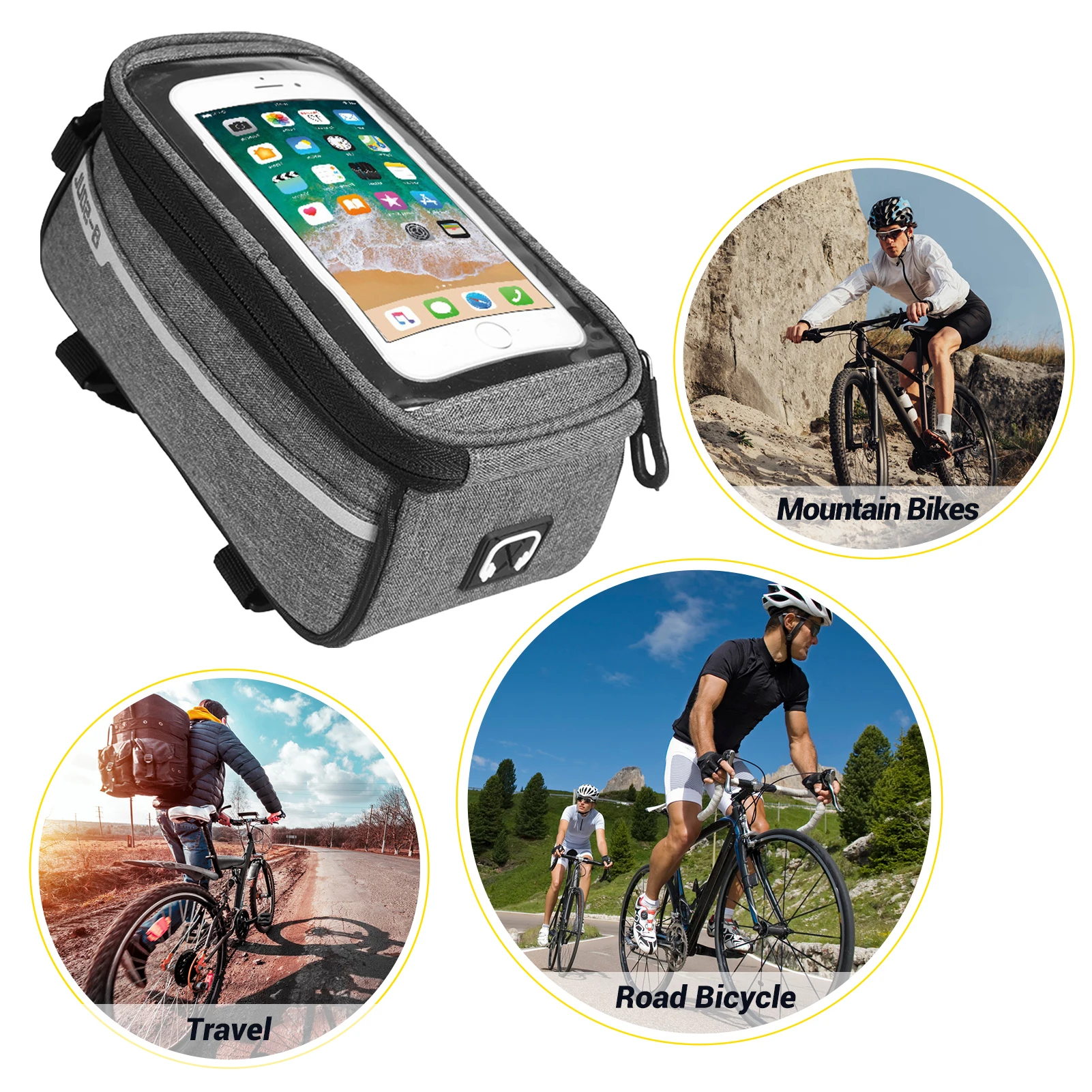 Waterproof Bike Phone Handlebar Bag Mobile Phone Touch Screen Waterproof Organiser Bike Accessories for Adult Bikes