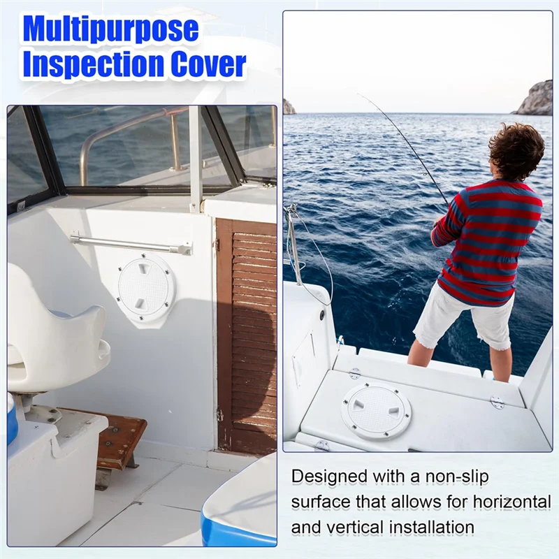 

A026-3Pack Люк для лодки, белый круглый нескользящий инспекционный люк, съемная крышка люка для палубы, 4 дюйма с винтами, детали для лодки