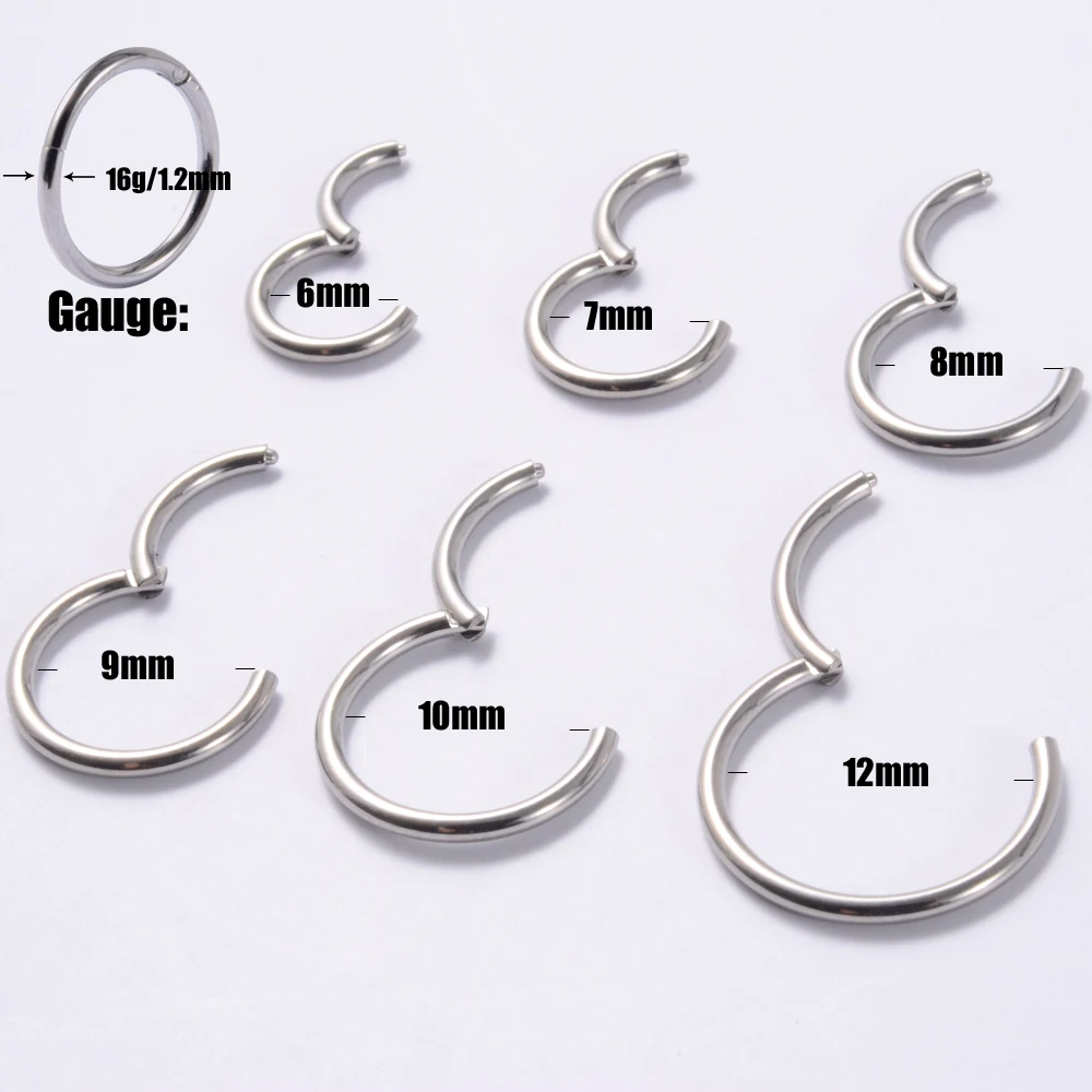 1PC G23 Titanium Segment Hinged Nose Rings Lip Eyebrow Nipple Clicker Ear Septum Helix Tragus Captive Piercing  Jewelry