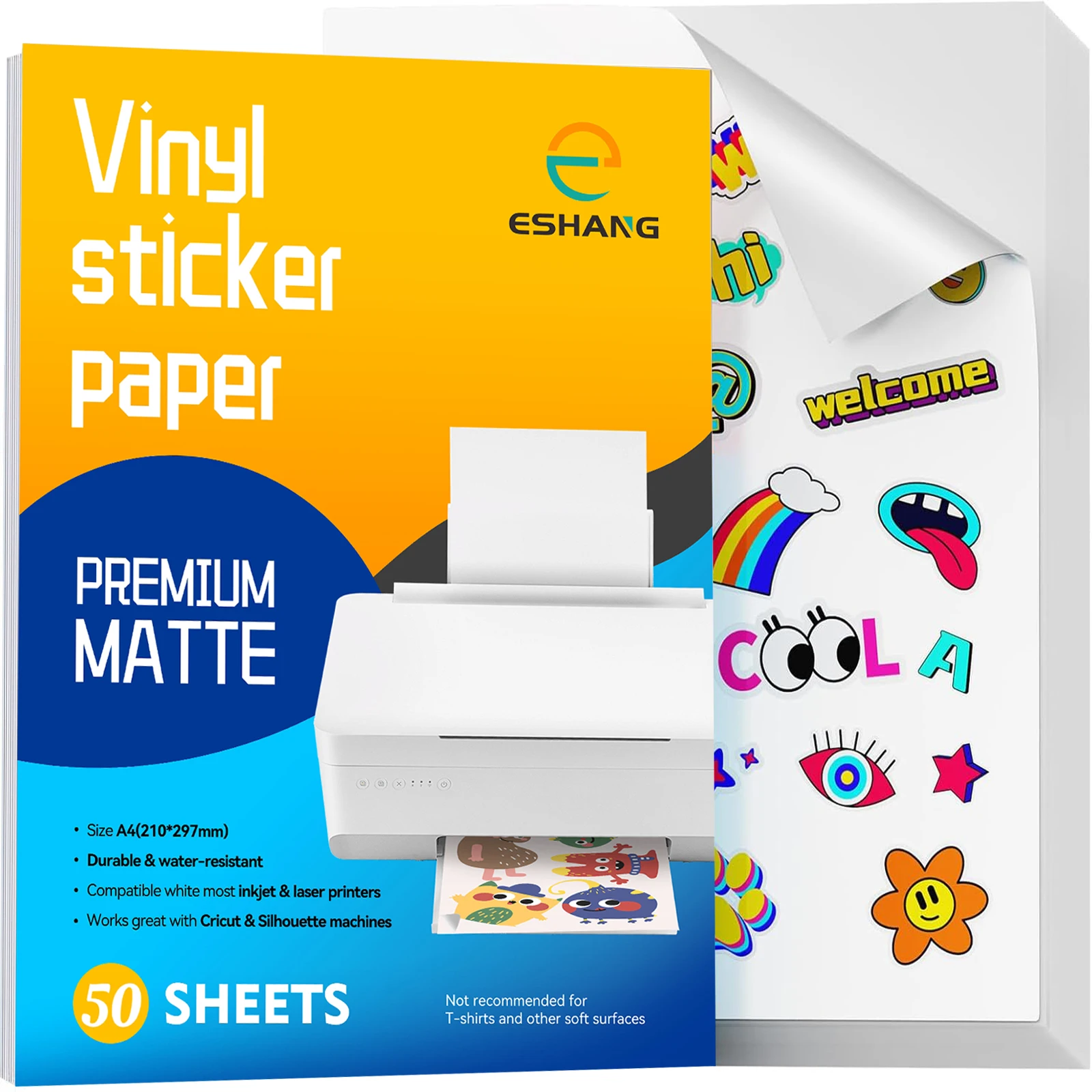 A4 50 Sheets 8.3×11.7 Inch White waterproof MATTE Vinyl Sticker Paper for Inkjet Printer Self-Adhesive Sheets