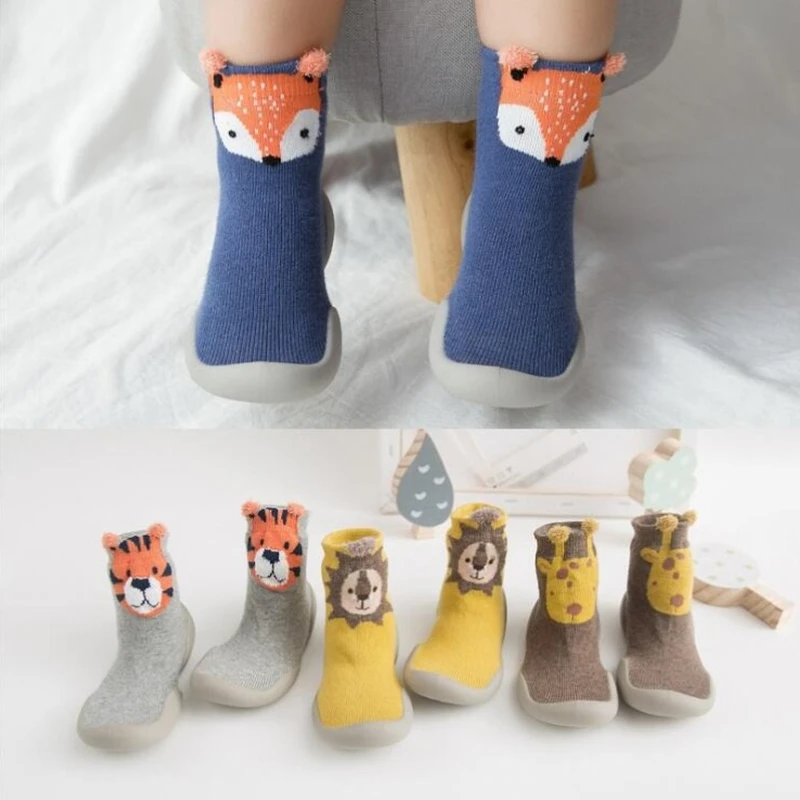 New Spring Baby Toddler Shoes Baby  Shoes Non-slip Fox Tiger  Thickening Shoes Sock Floor Shoes Foot Socks Animal Style Tz05