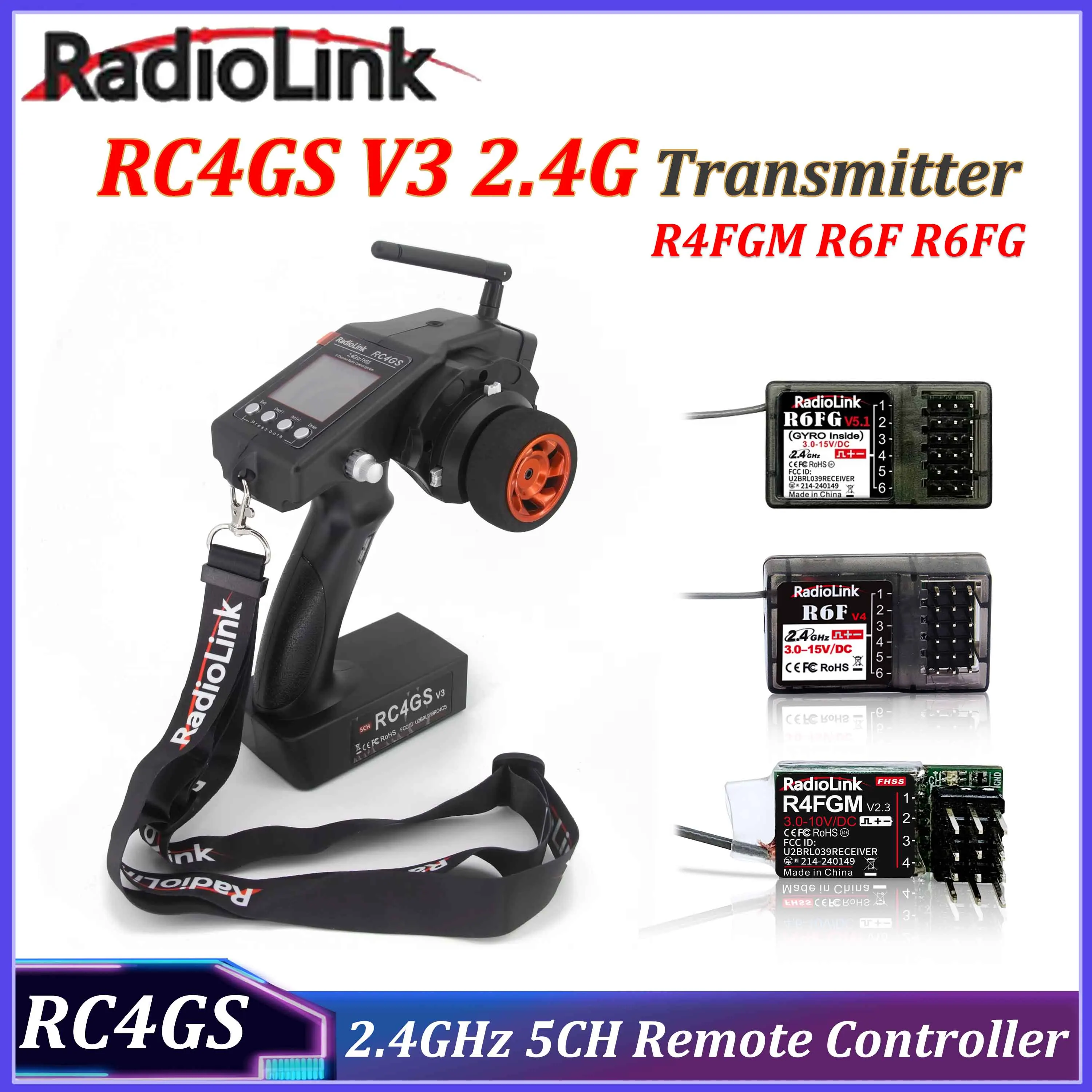 RadioLink RC4GS V3 2.4GHz 5CH Transmitter 4/6CH R4FGM R6F R6FG Receiver Radio Remote Controller for RC Car Boat Upgrade Parts