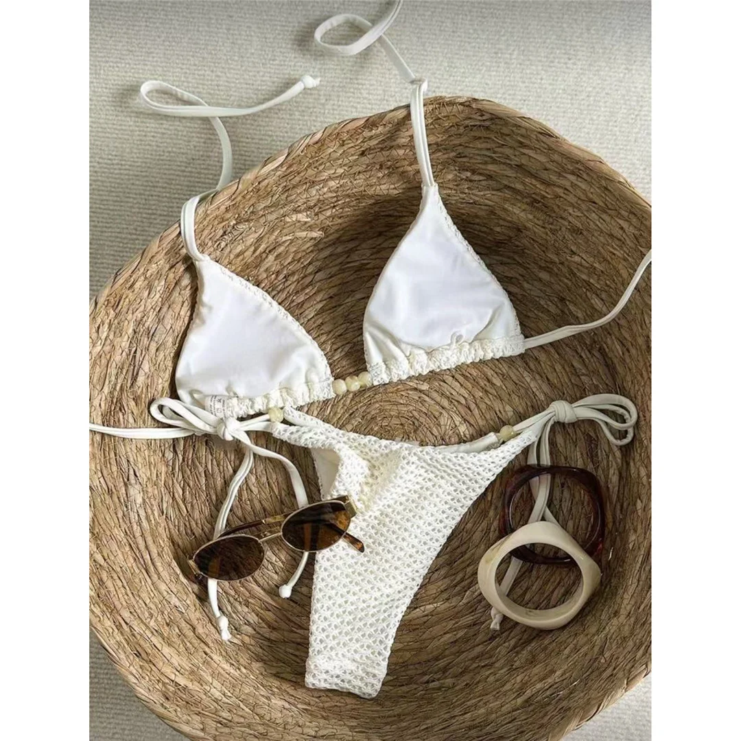 Zweiteiliges Bikini-Set mit Trägern, hohem Beinausschnitt, Badeanzug, Badebekleidung, aushöhlendem Design, Neckholder-Bikini, Damen-Badeanzug, Damen-Badebekleidung M126 – Detail 13