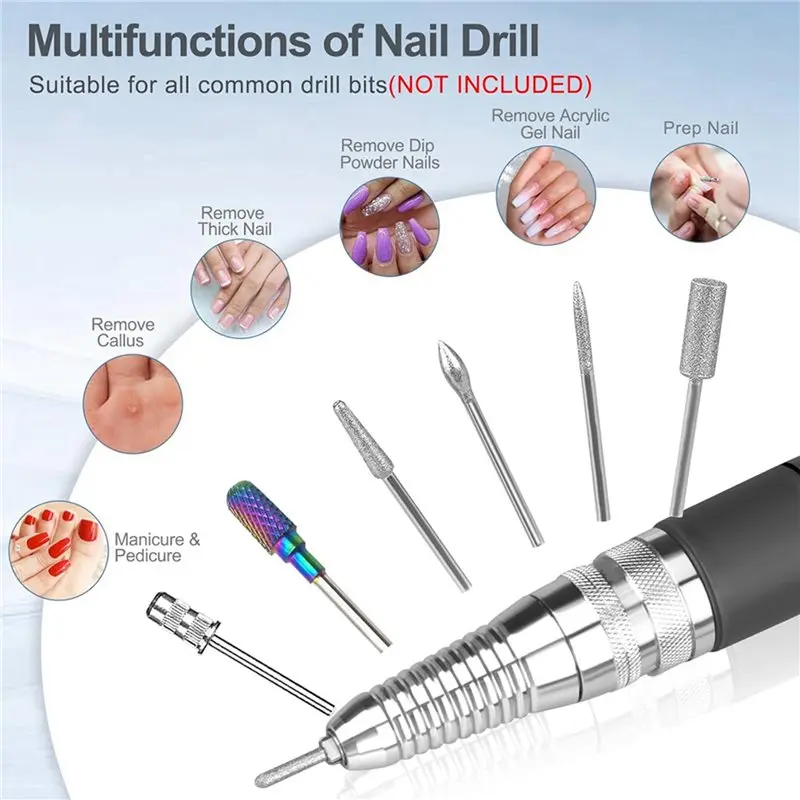 AB68 3X Nail Drill Handpiece For UP200 Machine, 35000RPM Professional Electric Nail File Handle Replacement 3 Pins, Low Noise