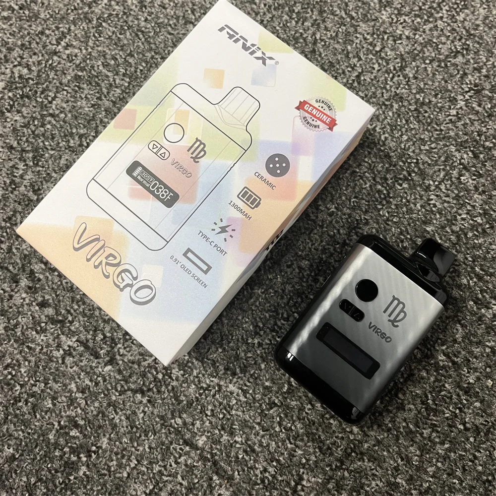 Kit Vaporizador com Tela OLED, Erva Seca, Vaporizador Herbal, Controle de Temperatura, Tabaco Vape Pen, Bateria 1300mAh, E Cigarette ANIX VIRGO