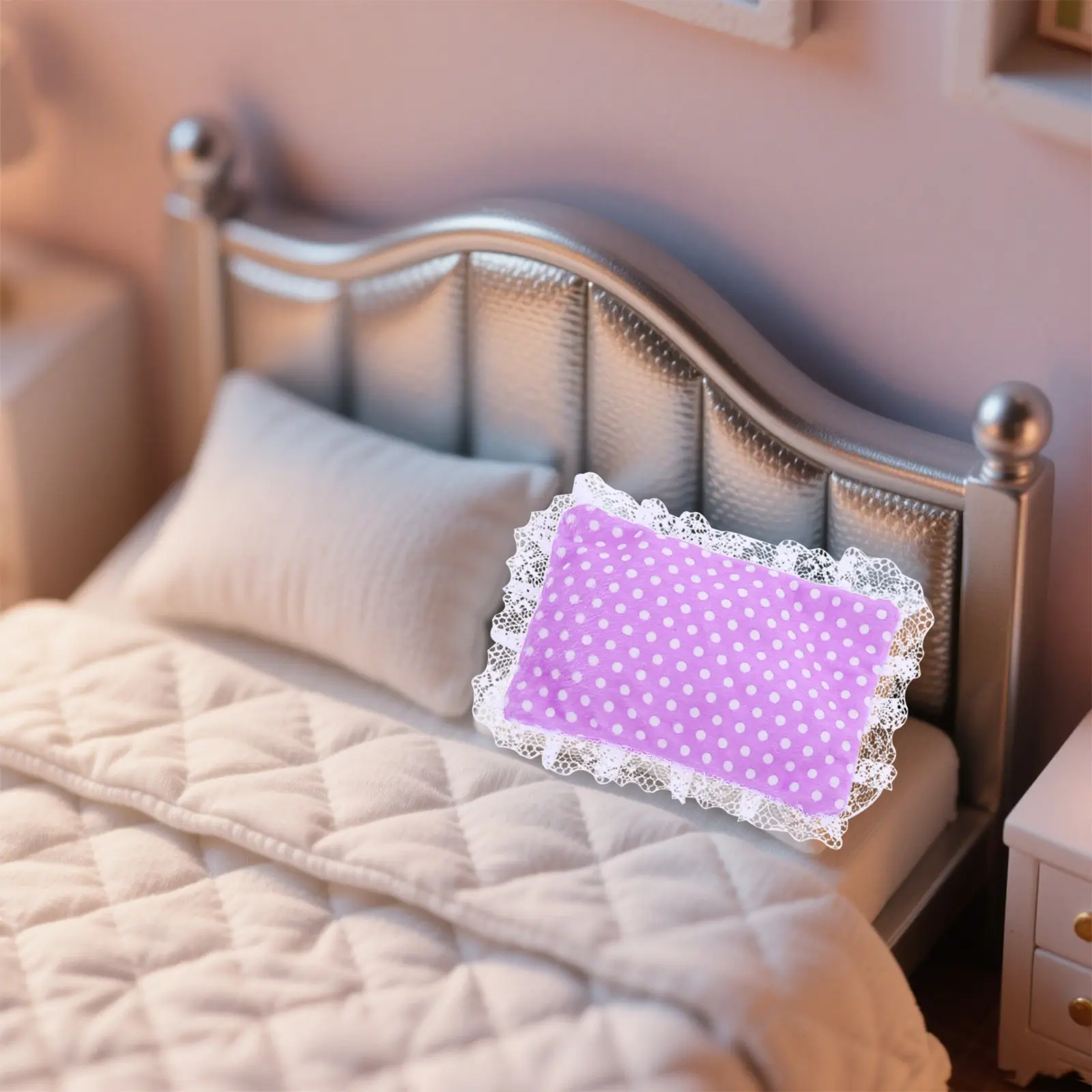 

1Set Miniature Dollhouse Bedding Set Elegant Realistic Quilt Pillow Sheets for Dollhouse Bedroom Decor Mini House