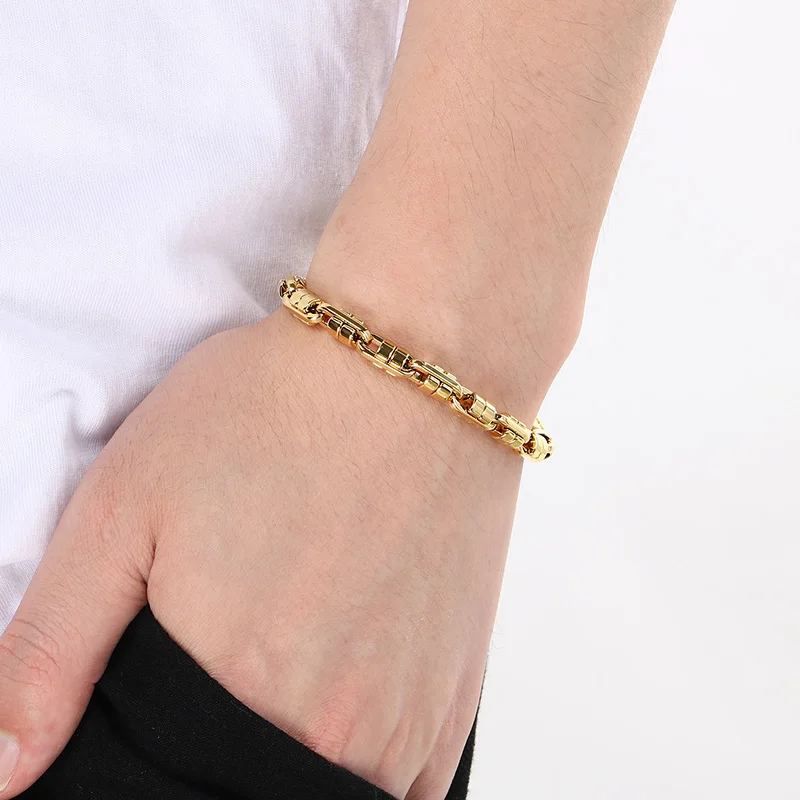 KLAEN 6MM Men's Stainless Steel Speacl Chain Bracelet Personalized Women's Shiny Jewelry 18-22cm Rock Chunky Accessories Gift
