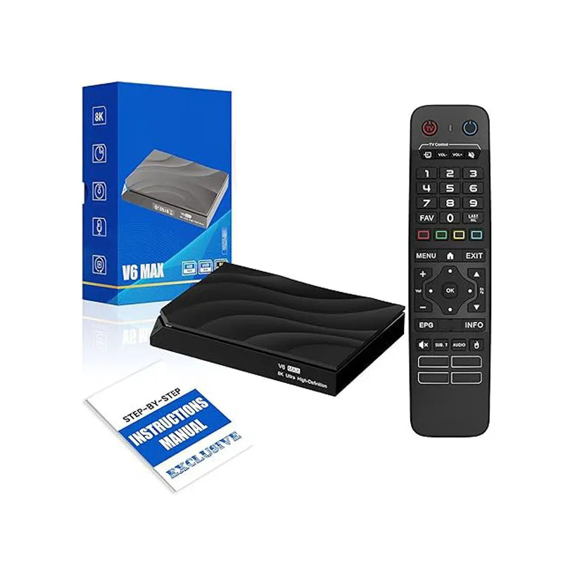

VSeeBox V6 Max — совершенно новый официально лицензированный медиаплеер для потокового вещания с поддержкой 8K, 4 ГБ + 64 ГБ памяти и голосовым пультом дистанционного управления.
