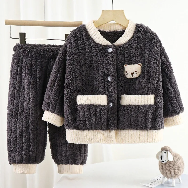 

Kids' Family Autumn/Winter Thickened Stylish Pajama Sets for Boys Girls Warmth Homewear Winter Edition