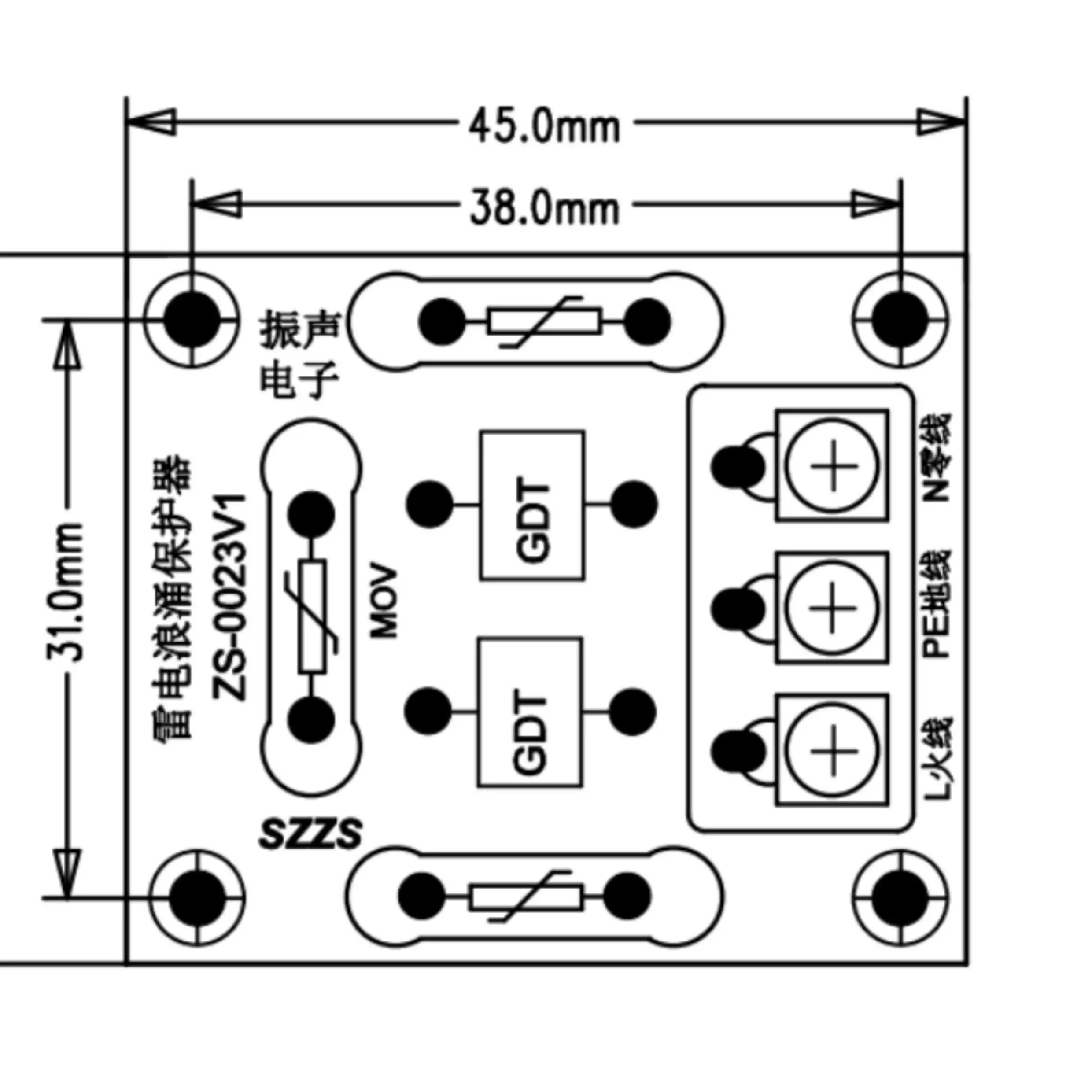 AC Power Surge Lightning Protection Device Gas Pipe Discharge Voltage Sensitive Resistor Overvoltage Protection