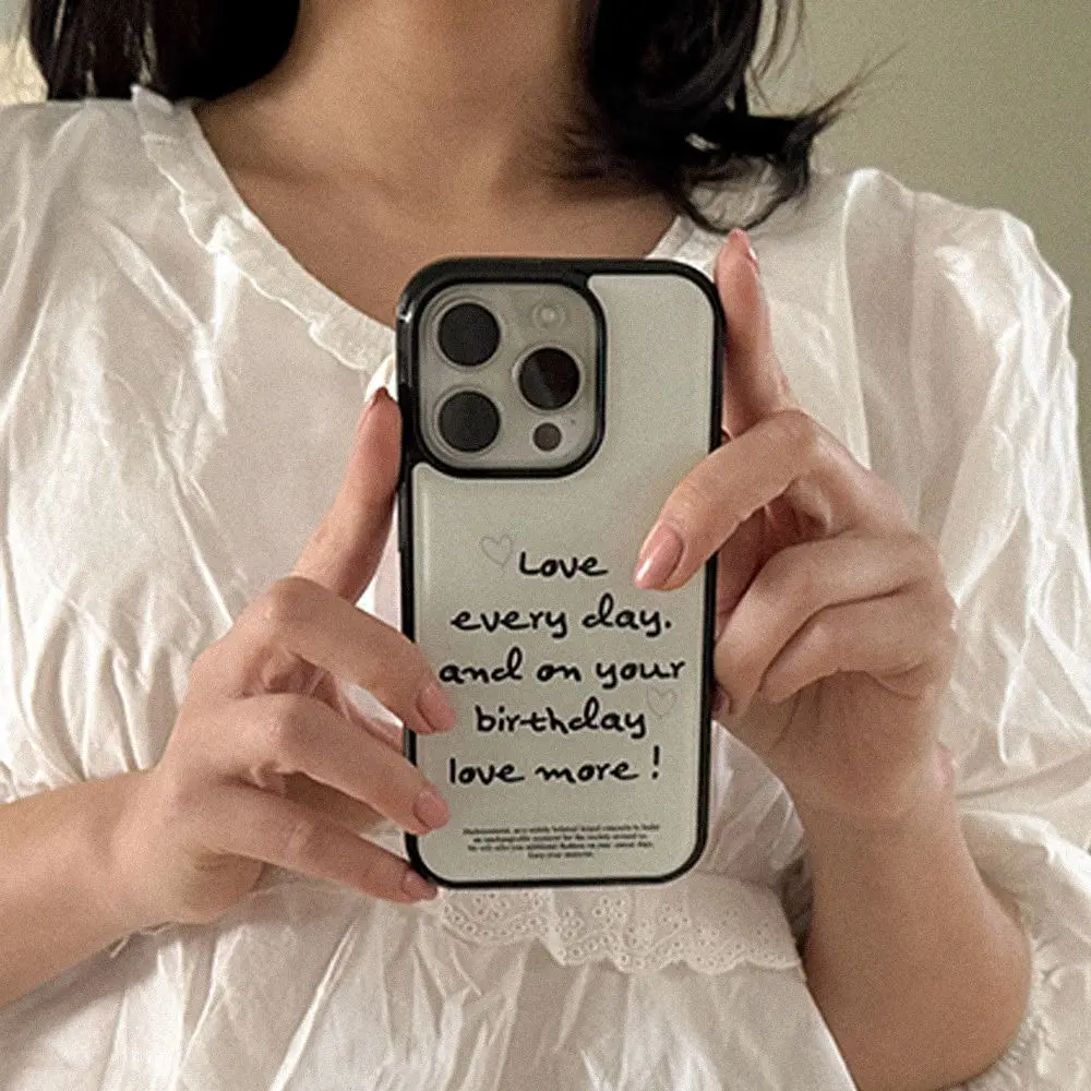 Funda Protectora para Teléfono con Diseño Coreano, Color Sólido, Personalizada en Inglés, para iPhone 17 AIR 16 15 14 13 12 11 PRO MAX PLUS, Anti-Caídas