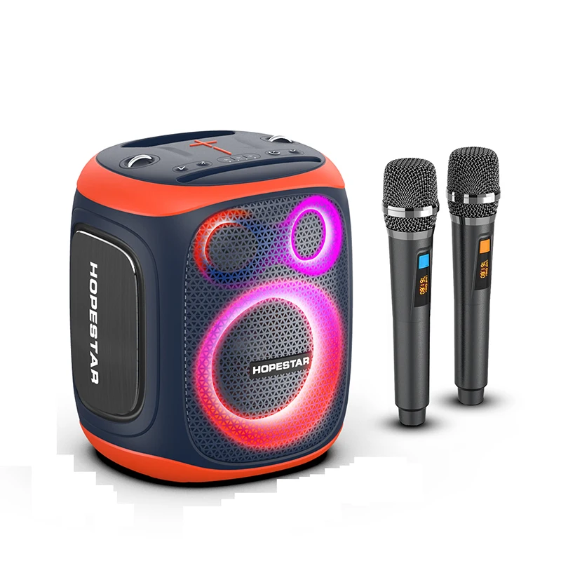 

Outdoor Mini Karaoke Speaker with Wireless Microphone 360 Stereo Surround Subwoofer Wireless Speaker