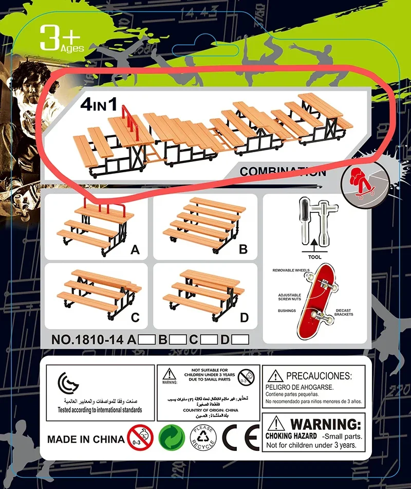 Analyste de cascadeur de planche à roulettes de doigt d'alliage, parc en bois, document, escalier, mini scooter de scène de bricolage, jouets de loisirs d'intérieur à la maison