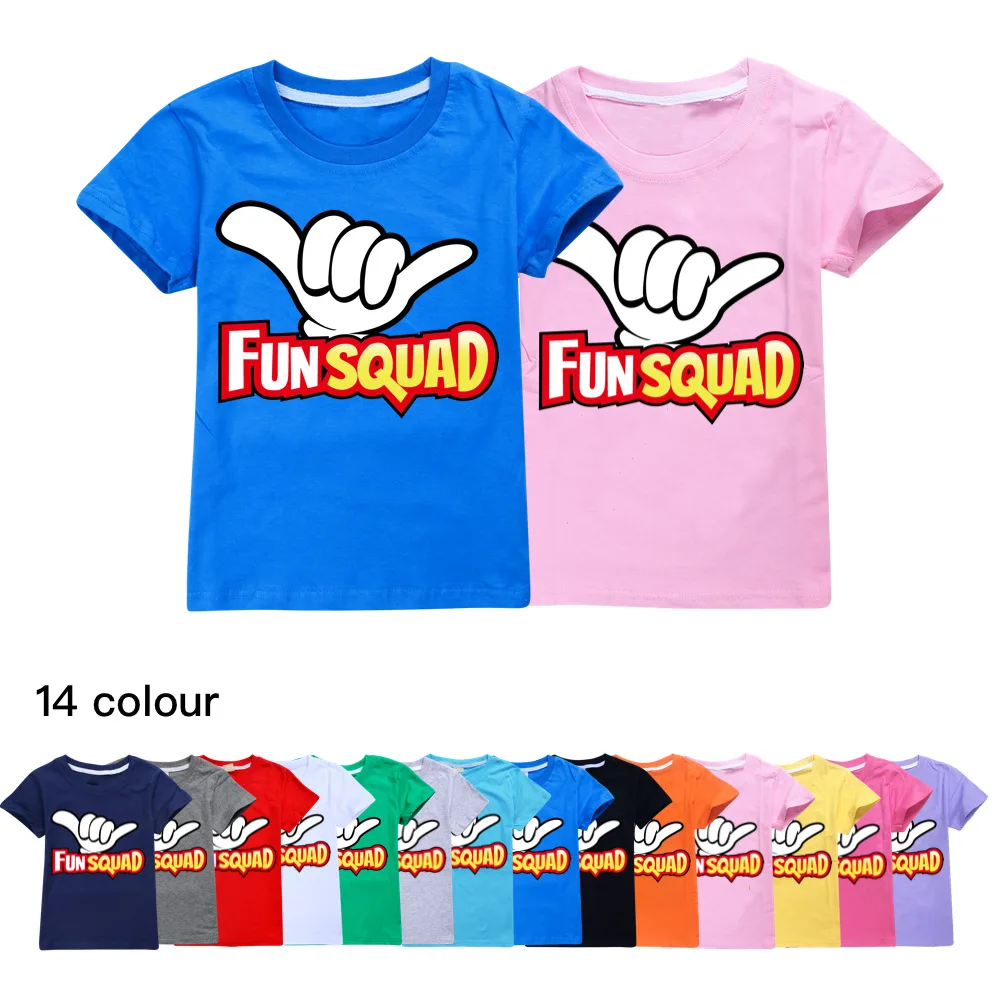 

Kids Summer New Boys Fun squad Game Printing T-shirts Cartoon Short-sleeved T-shirt girls Cotton Children Casual All-match Tops