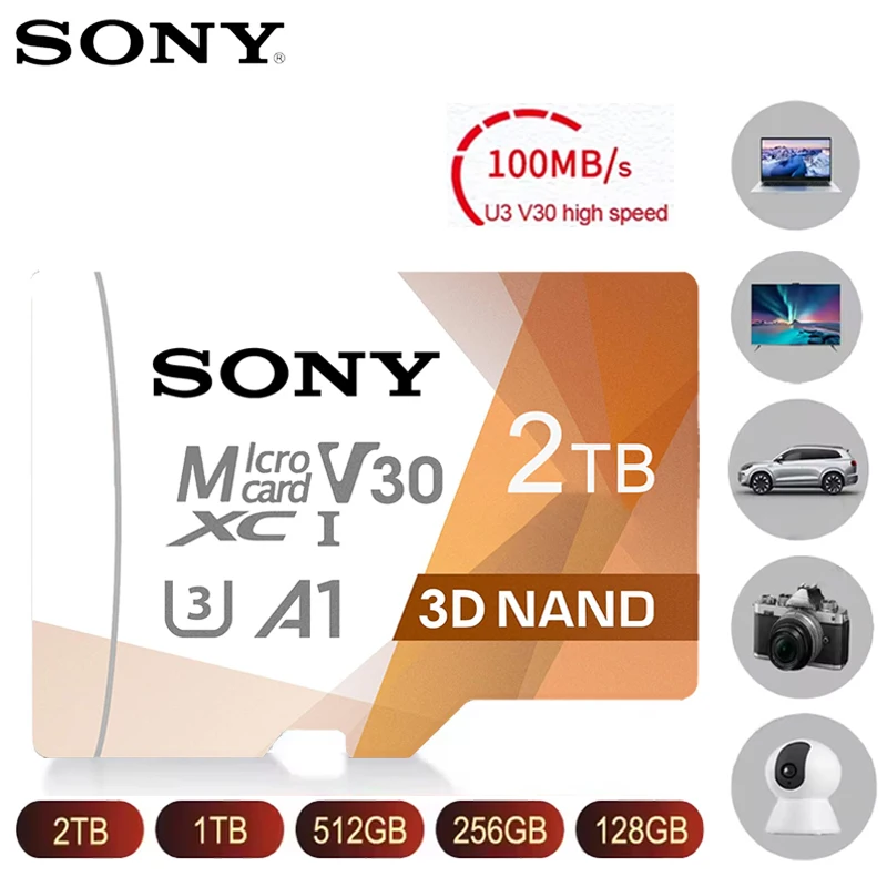 

SONY 2TB High Speed C10 U3 Memory Card V30 For Gopro Camera Surveillance Devices Micro SD Card 128GB A1 Original TF Card