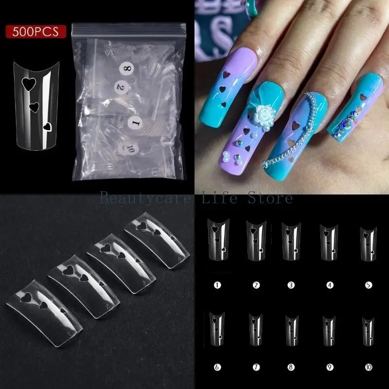 652C 500PCS中空の虚偽の爪のヒントプレスオンネイルスエクステンションシステム樹脂ネイルジェル