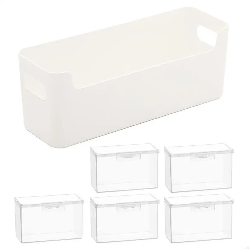 

Пакет из 6 прозрачных ящиков для организатора карт 5 отсека пылепроницаемая крышка для школьного офиса P31B